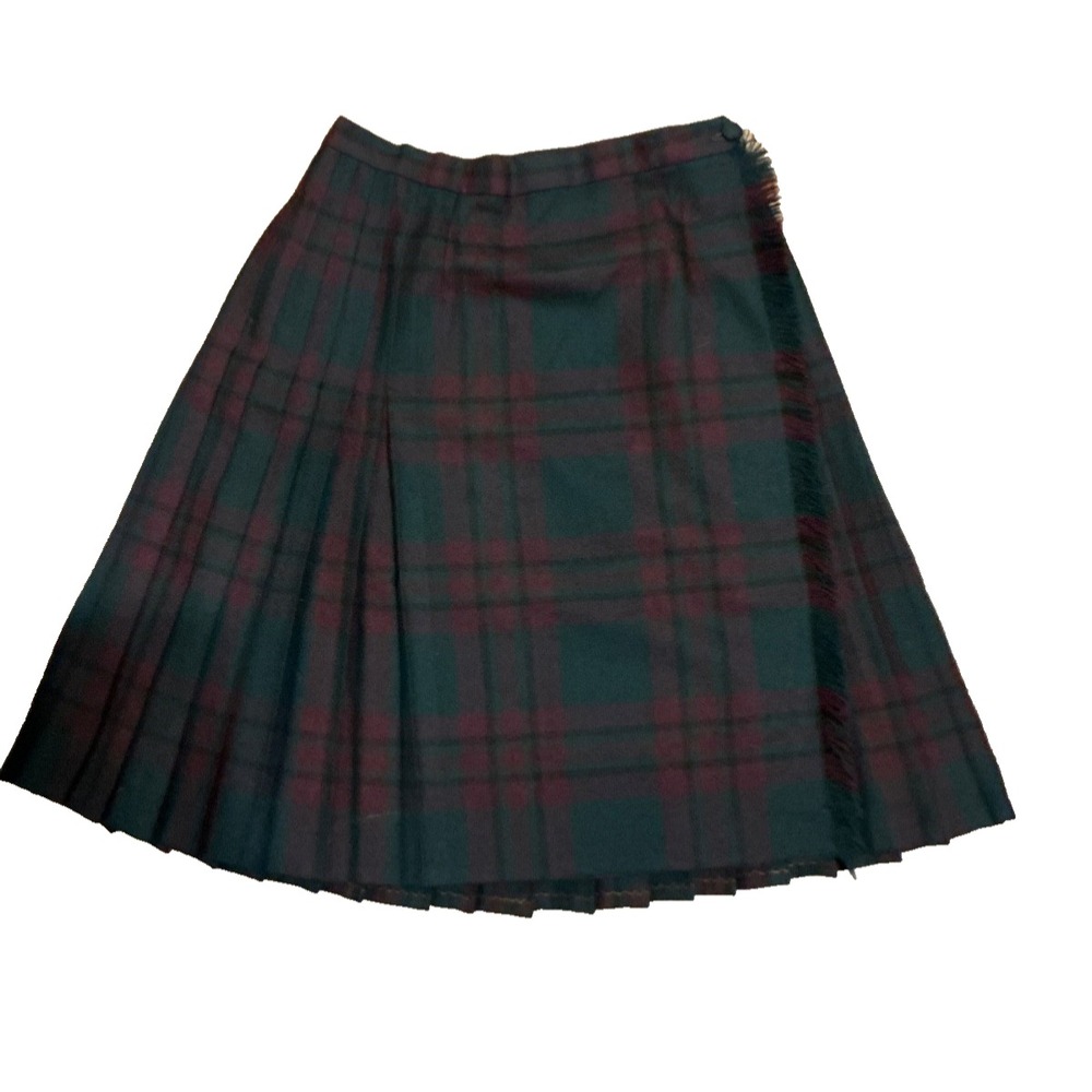 Highland Queen Virgin Wool Plaid Pleated Vintage Skirt Union Label